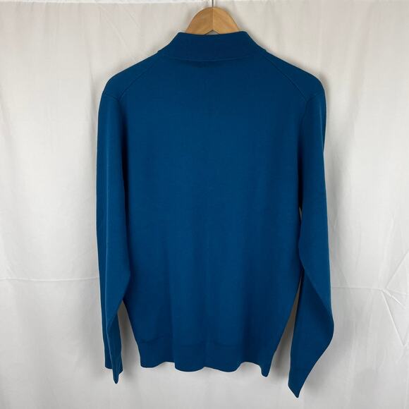G/Fore Men's V-Neck Merino Wool Quarter Zip Sweater Petrol G4MS23S200 Size M - Picture 8 of 10